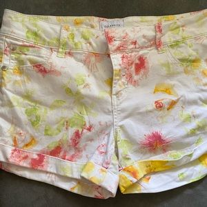 White Floral Shorts